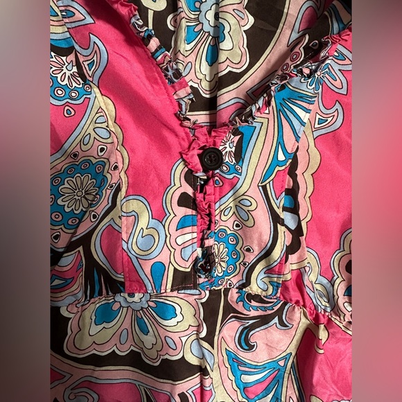 Banana Republic Paisley Pink Silk Blouse Top Shirt - Picture 4 of 5